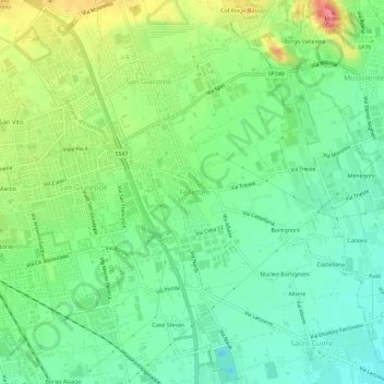 Mapa topográfico Fellette, altitud, relieve