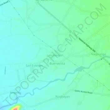 Mapa topográfico Linusungan, altitud, relieve