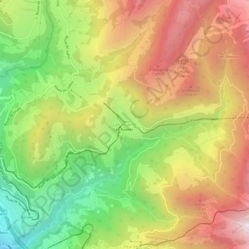 Mapa topográfico Les Avants, altitud, relieve