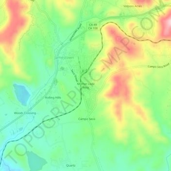 Mapa topográfico Mother Lode West, altitud, relieve