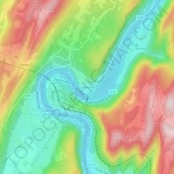 Mapa topográfico Chalourd, altitud, relieve