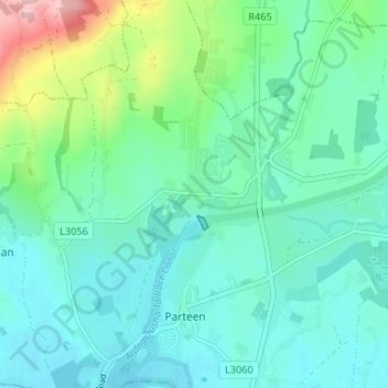 Mapa topográfico Ardnacrusha, altitud, relieve