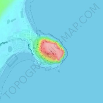 Mapa topográfico The Nut, altitud, relieve