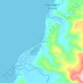Mapa topográfico Penensaran, altitud, relieve