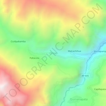 Mapa topográfico Chise, altitud, relieve