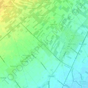 Mapa topográfico Quistello, altitud, relieve