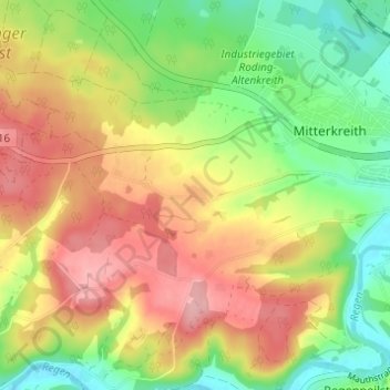 Mapa topográfico Nassen, altitud, relieve