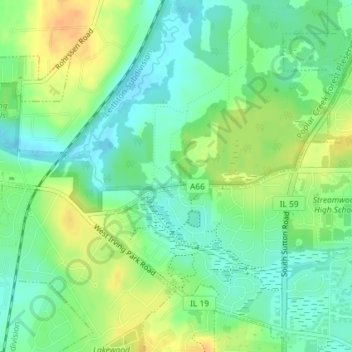 Mapa topográfico Schaumburg Road Grasslands, altitud, relieve