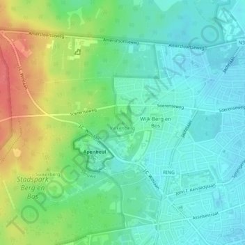 Mapa topográfico Valkenberg, altitud, relieve