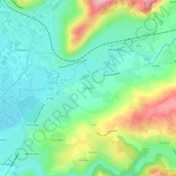 Mapa topográfico Esmoles, altitud, relieve