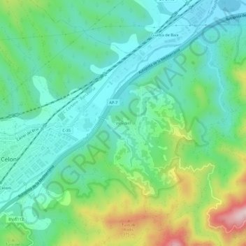 Mapa topográfico Vilardell, altitud, relieve