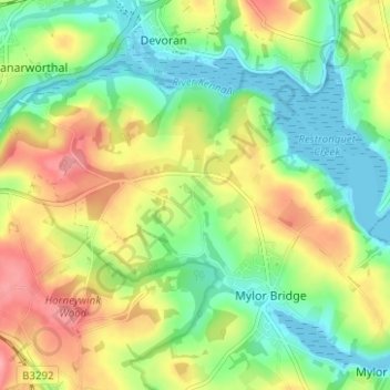 Mapa topográfico Angarrick, altitud, relieve