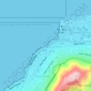 Mapa topográfico Rocklands Bay, altitud, relieve