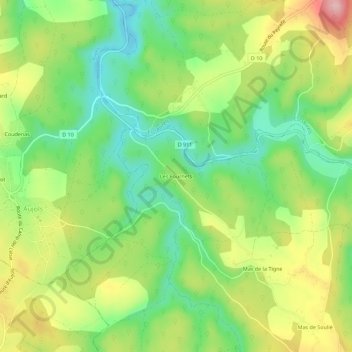 Mapa topográfico Les Fournets, altitud, relieve