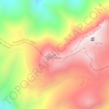 Mapa topográfico El Peñón, altitud, relieve