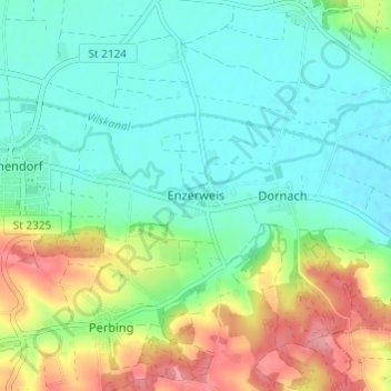 Mapa topográfico Enzerweis, altitud, relieve