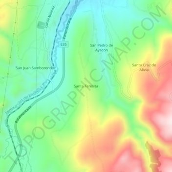 Mapa topográfico Santa Teresita, altitud, relieve