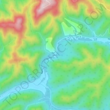 Mapa topográfico Greenleaf, altitud, relieve