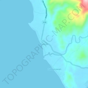 Mapa topográfico Badian, altitud, relieve