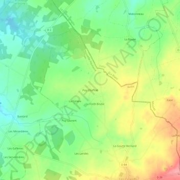 Mapa topográfico Puy Chaffrat, altitud, relieve