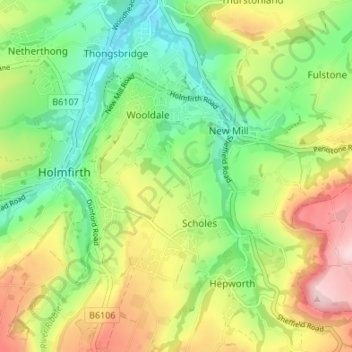 Mapa topográfico Totties, altitud, relieve