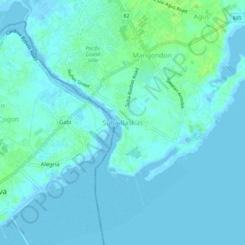 Mapa topográfico Suba-Basbas, altitud, relieve