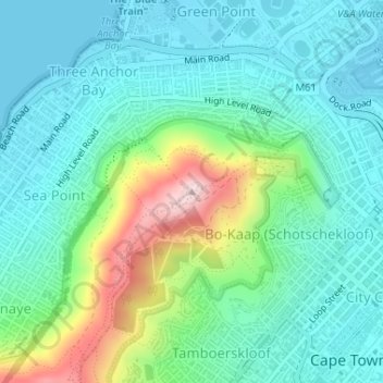 Mapa topográfico Signal Hill, altitud, relieve