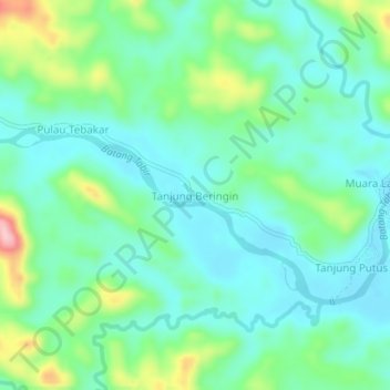 Mapa topográfico Tanjung Beringin, altitud, relieve