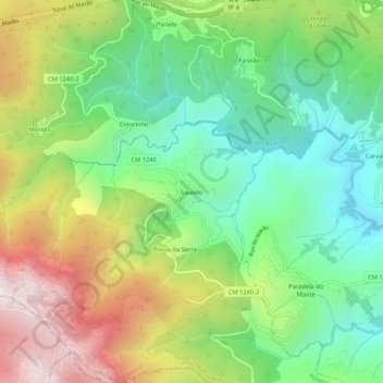 Mapa topográfico Soutelo, altitud, relieve
