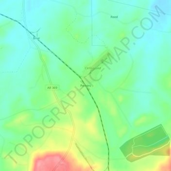 Mapa topográfico Perkins, altitud, relieve