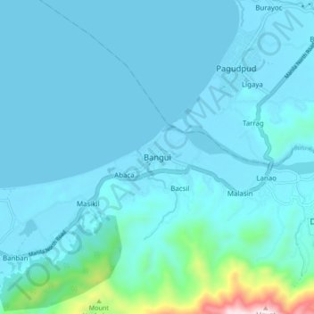 Mapa topográfico Bangui, altitud, relieve