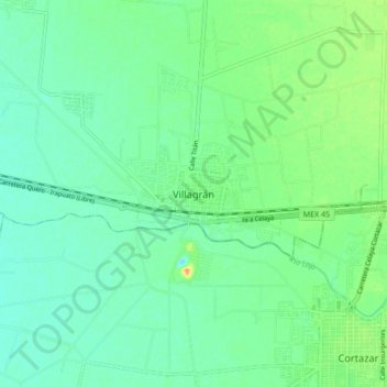 Mapa topográfico Villagrán, altitud, relieve