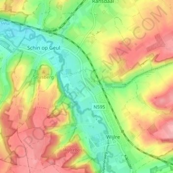 Mapa topográfico Etenaken, altitud, relieve
