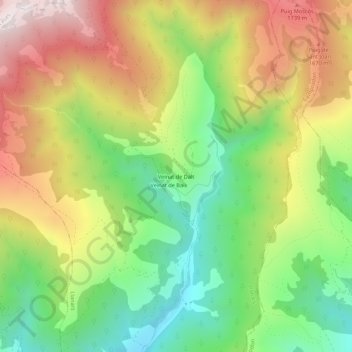 Mapa topográfico Veïnat de Dalt, altitud, relieve