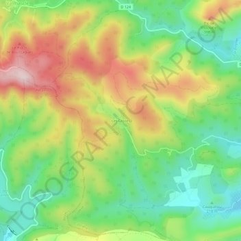 Mapa topográfico Les Crozes, altitud, relieve