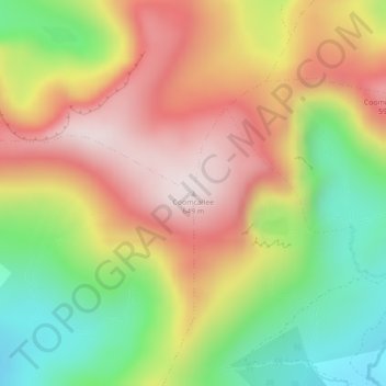 Mapa topográfico Coomcallee, altitud, relieve
