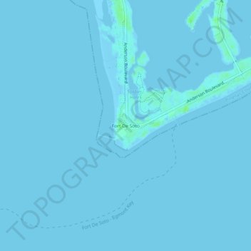 Mapa topográfico Fort De Soto, altitud, relieve