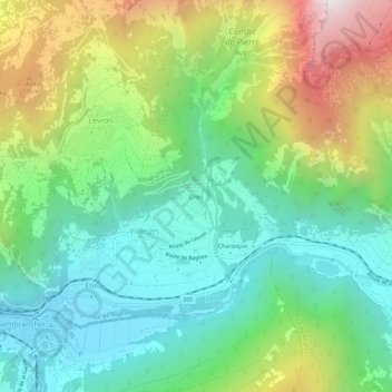 Mapa topográfico Cries, altitud, relieve