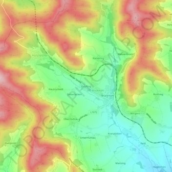 Mapa topográfico Englfing, altitud, relieve