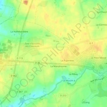 Mapa topográfico La Monnerie, altitud, relieve