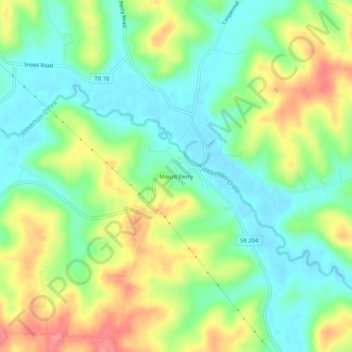 Mapa topográfico Mount Perry, altitud, relieve