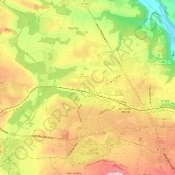 Mapa topográfico Fitilieu, altitud, relieve
