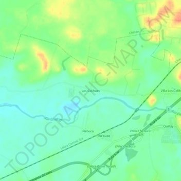 Mapa topográfico Los Colihues, altitud, relieve
