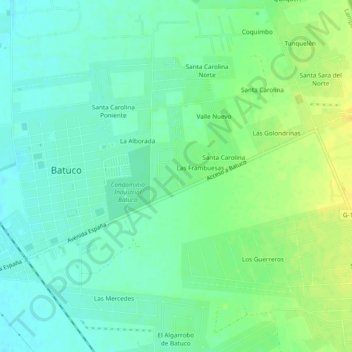 Mapa topográfico Los Cántaros, altitud, relieve