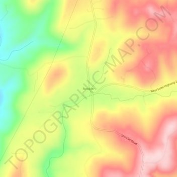 Mapa topográfico Strickler, altitud, relieve