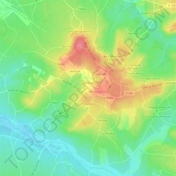 Mapa topográfico Le Champ d'Ambrois, altitud, relieve