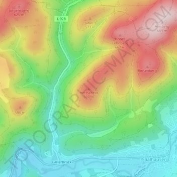 Mapa topográfico Herrscheid, altitud, relieve