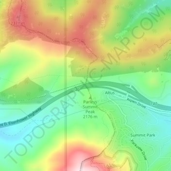 Mapa topográfico Parleys Summit, altitud, relieve