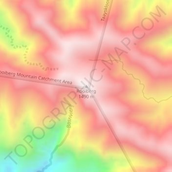 Mapa topográfico Rooiberg, altitud, relieve