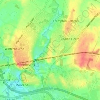 Mapa topográfico Kendleshire, altitud, relieve